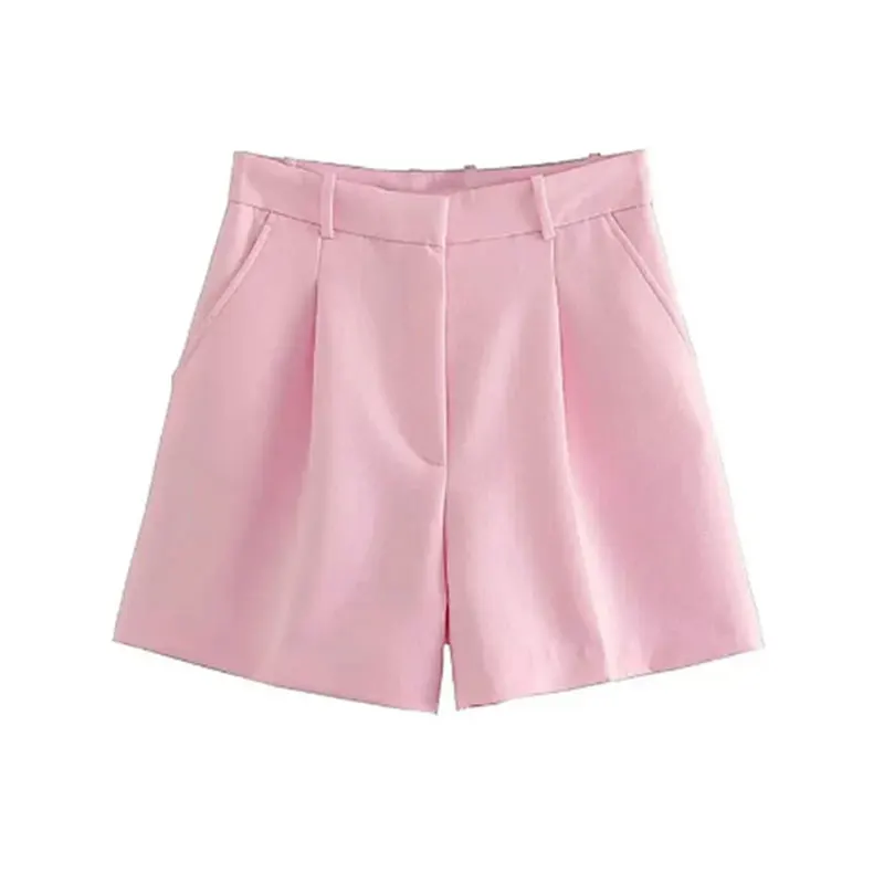 Mooyufon Women Fashion Side Pockets Front Darts Bermuda Shorts Vintage High Waist Zipper Fly Female Short Pants Mujer - Image 4
