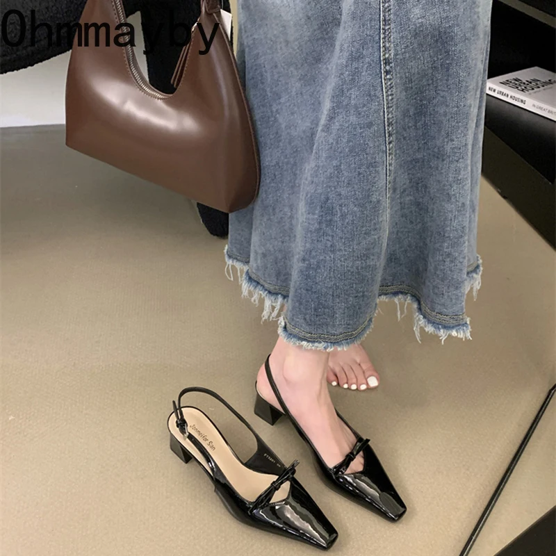 2025 Summer High Heel Women Sandals Fashion Square Toe Singbacks Pumps Stripper Party Female Sandalias - Image 2
