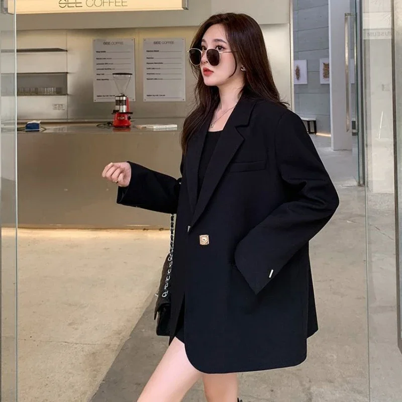 Long Women's Blazers Loose Jacket Dress Clothing Female Coats and Jackets Solid Over Black Youthful Woman Clothes New Outerwear - Image 3