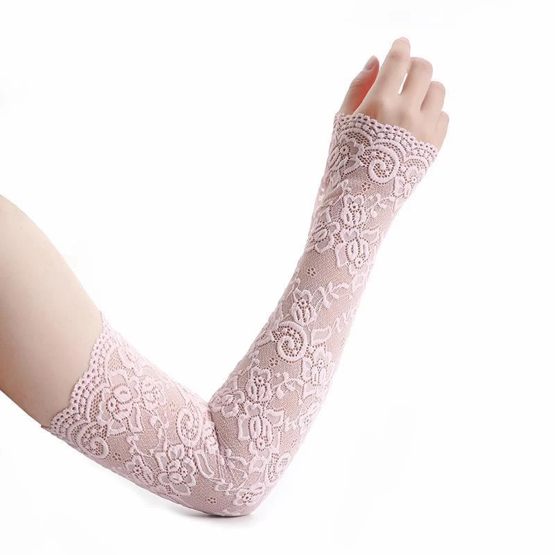 1Pair Sexy Lace Flowers Sunscreen Arm Sleeve for Women Summer Driving UV Protection Gloves Elegant Long Fingerless Arm Sleeve - Image 10