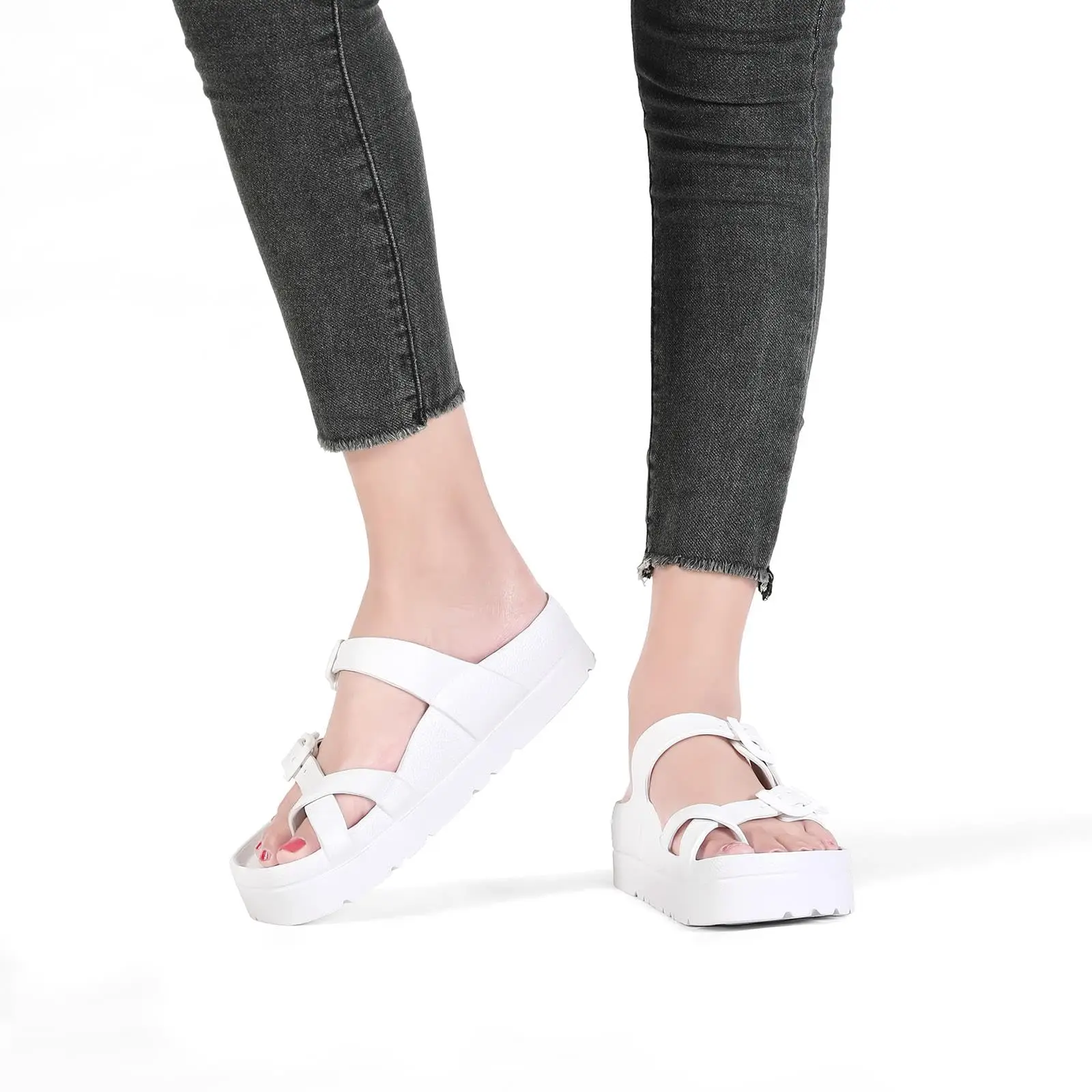Bebealy Womens Platform Sandals with Arch Support Adjustable Buckle Beach Sandal Woman Comfort Lightweight Ultra Cushion Slides - Image 5