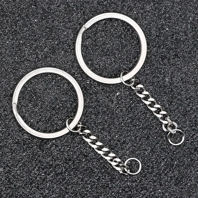 5pcs/lot Polished Whole Stainless Steel Keyring Keychain Split Ring with Short Chain Key Rings Women Men DIY Key Chains - Image 4