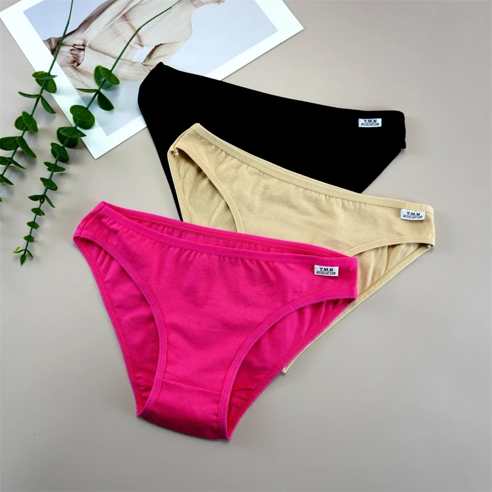 3PCS/Pack Ladies Cotton Panties Free Shipping Comfortable Female Underpants Simple Solid Candy Color Underwear - Image 2
