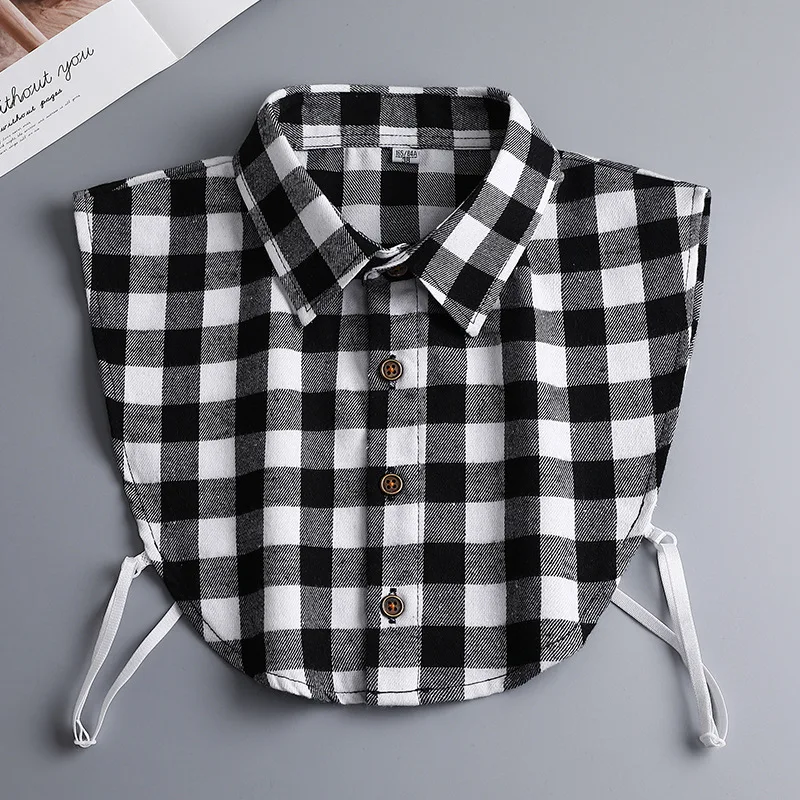 Men's Pure Cotton Plaid Shirt Pointed Collar Leisure Non Ironing Shirts Fake Collar Apparel Accessories Ties for Men - Image 3