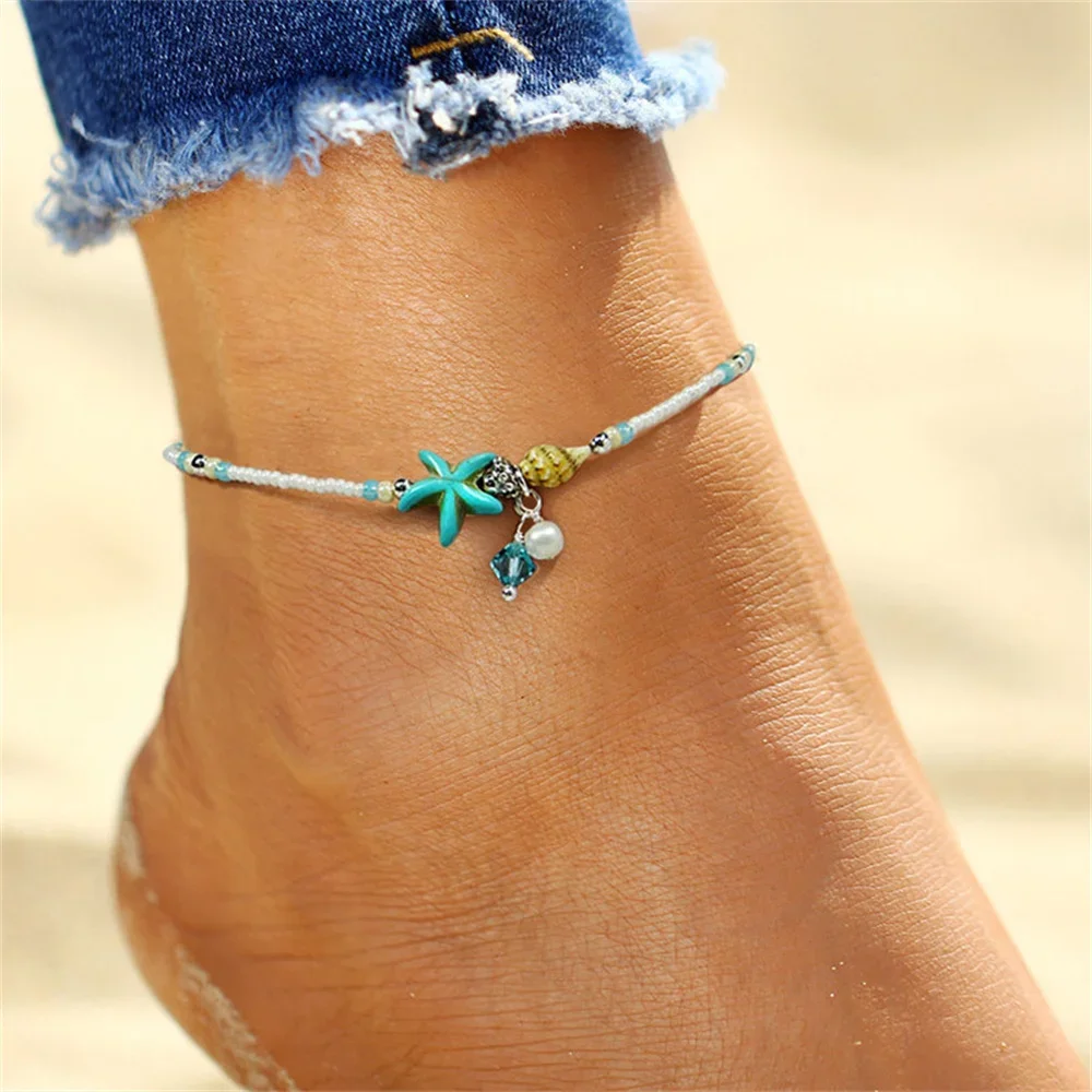 New Boho Shell Starfish Anklets for Women Fashion Tortoise Ankle Bracelet on Leg Barefoot Handcraft Chain Summer Beach Jewelry - Image 8