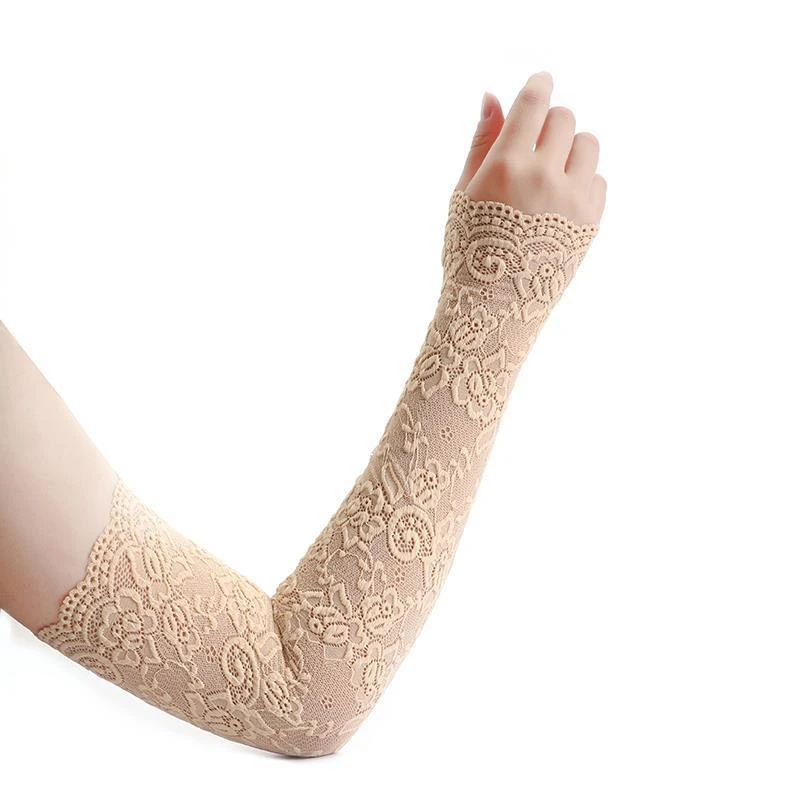 1Pair Sexy Lace Flowers Sunscreen Arm Sleeve for Women Summer Driving UV Protection Gloves Elegant Long Fingerless Arm Sleeve - Image 8