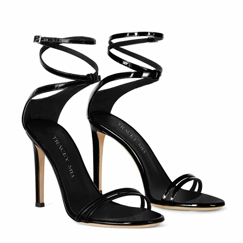 2025 New Summer Black High Heels Women's Thin Heels Cross Strap One Line Buckle Open Toe Versatile Sandals for Wome - Image 4