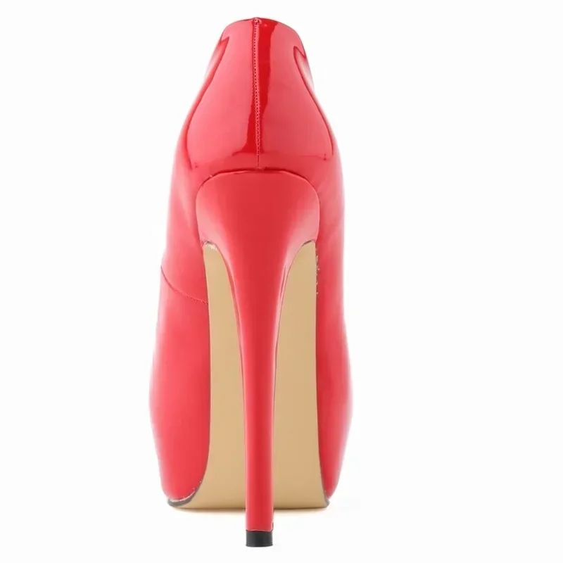 Women Sexy Pumps Stilettos 14cm Super High Heels Round Toes Platform Thin Heel NightClub Party Dress Red Wedding Shoes Big Size - Image 5