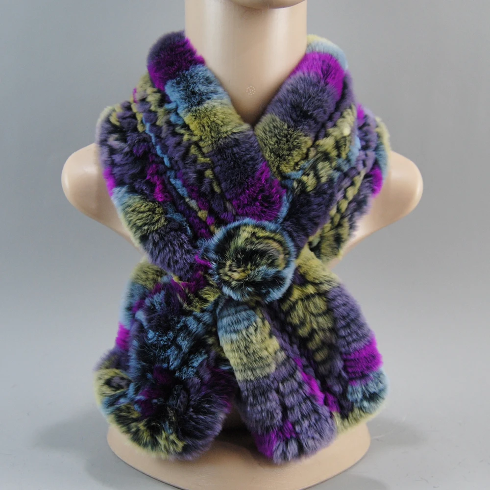 New Style Hand Knitted Real Natural Rex Rabbit Fur Scarf Women Winter Warm Rex Rabbit Fur Scarves Lady Soft Real Fur Neckerchief - Image 19