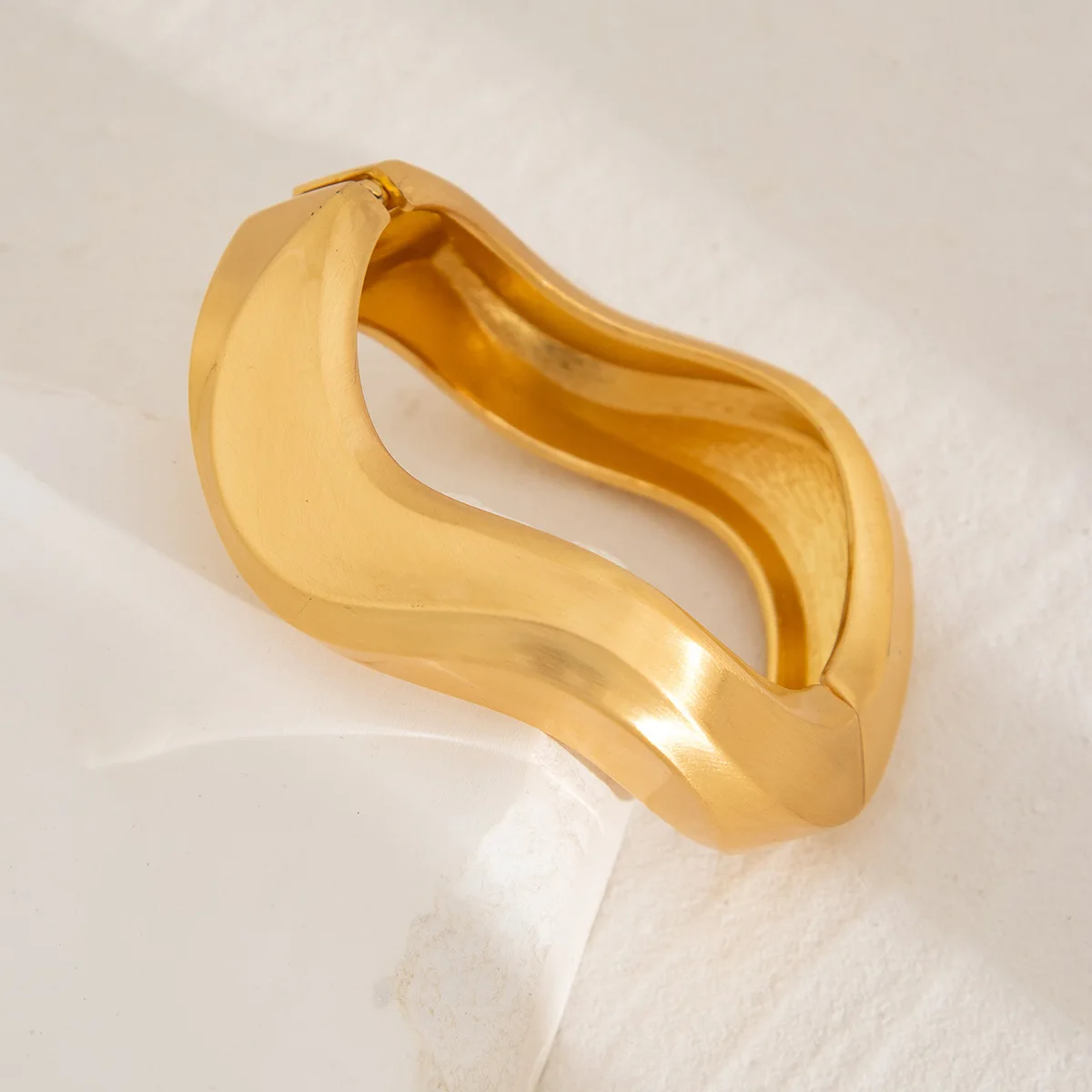 KMVEXO Chunky Heavy Wide Metal Water Drop Bangles for Women Gold Color Open Cuff Thick Irregular Wave Bangle Bracelet Jewelry - Image 5