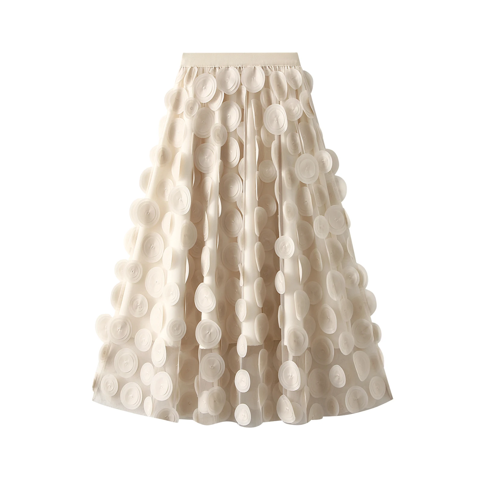 Women Tulle Tutu Skirt Solid Color 3D Dot Elastic Mesh Fairy A-Line Skirt for Beach Party Streetwear - Image 12