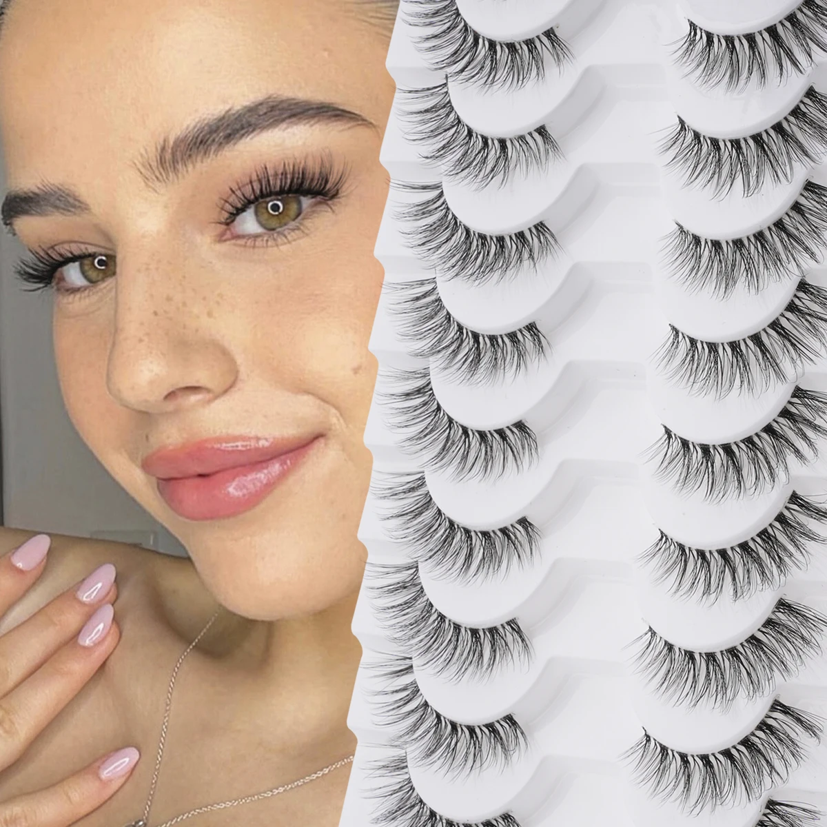 3/6/10 Pairs Wispy Half Eyelash Fluffy False Eyelashes Full Natural Long Mink Lashes Extension Makeup Handmade Cat Eye Faux Cils - Image 10