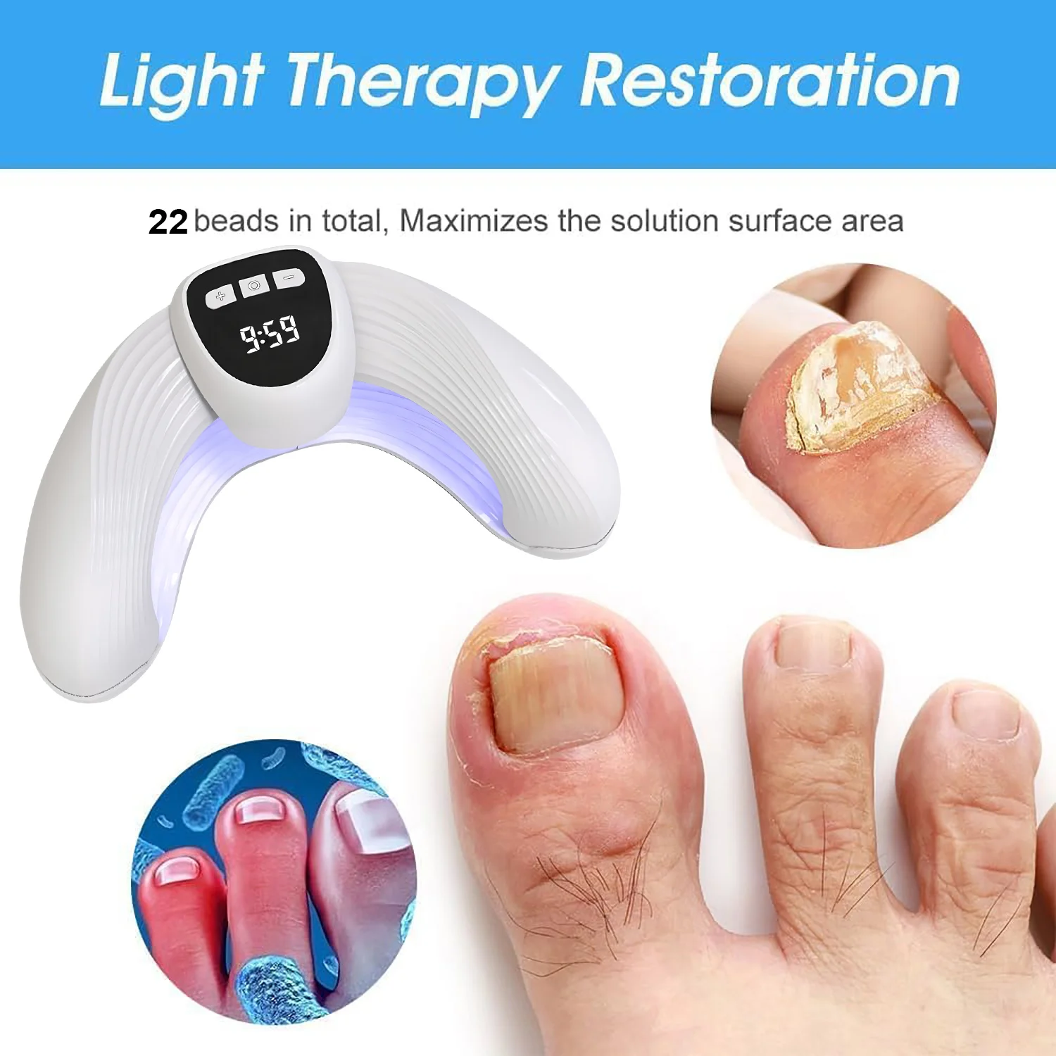 Nail phototherapy lamp rapid repair of onychomycosis foot care to eliminate nail fungus nail lamp LED display - Image 2