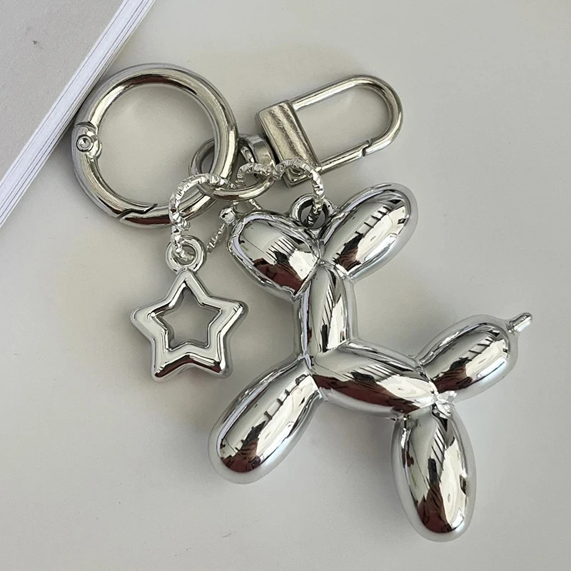 2024 Cute 3D Star Balloon Dog Keychain for Car Keys Iphone Accessories Trendy Heart Keyring Women Handbag Bag Pendant Key Chains - Image 2