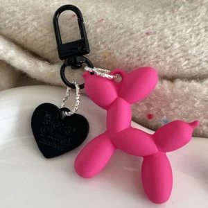Cartoon Balloon Dog Keychain Car Bag Pendant Key Ring for Women Men Love Heart Key Chains Diy Jewelry Friends Couple Gift