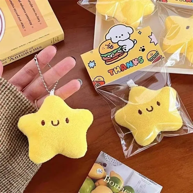 Cute Stars Plush Toy Keychain Girls Fluffy Soft Cute Backpack Bag Pendant Practical Mini Yellow Keychain Charms Keychains Gifts - Image 5