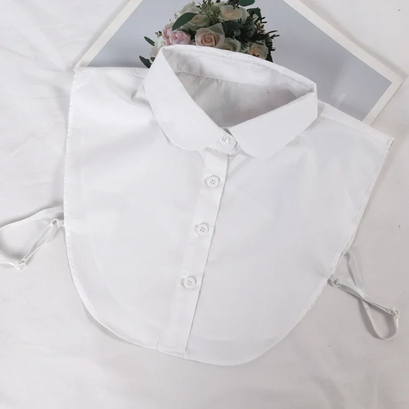 Women's Spring Fall Cotton White Vertical Small Flip Collar Versatile Shirt Jumper Fashion False Collared Clothes Accessories - Image 8