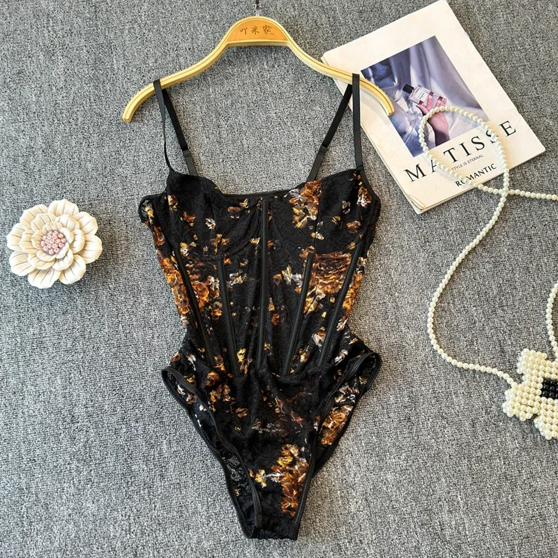 Foamlina Sexy Erotic Lace Suspender Onesie Women's 2024 New Design Slim Bottom Spaghetti Vest Tide Top Bodysuit Jumpsuit - Image 7