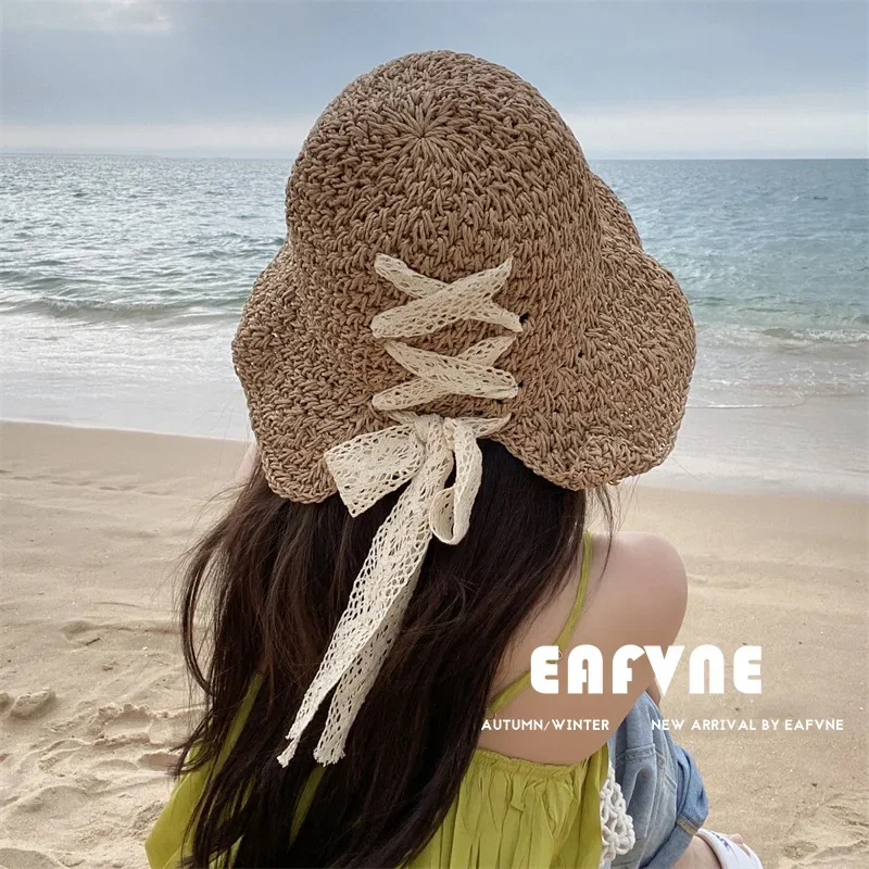 2025 New Women's Braided Straw Fisherman Hat UPF50+ Breathable Summer Beach Vacation Sun Protection Wide Brim Adjustable - Image 7