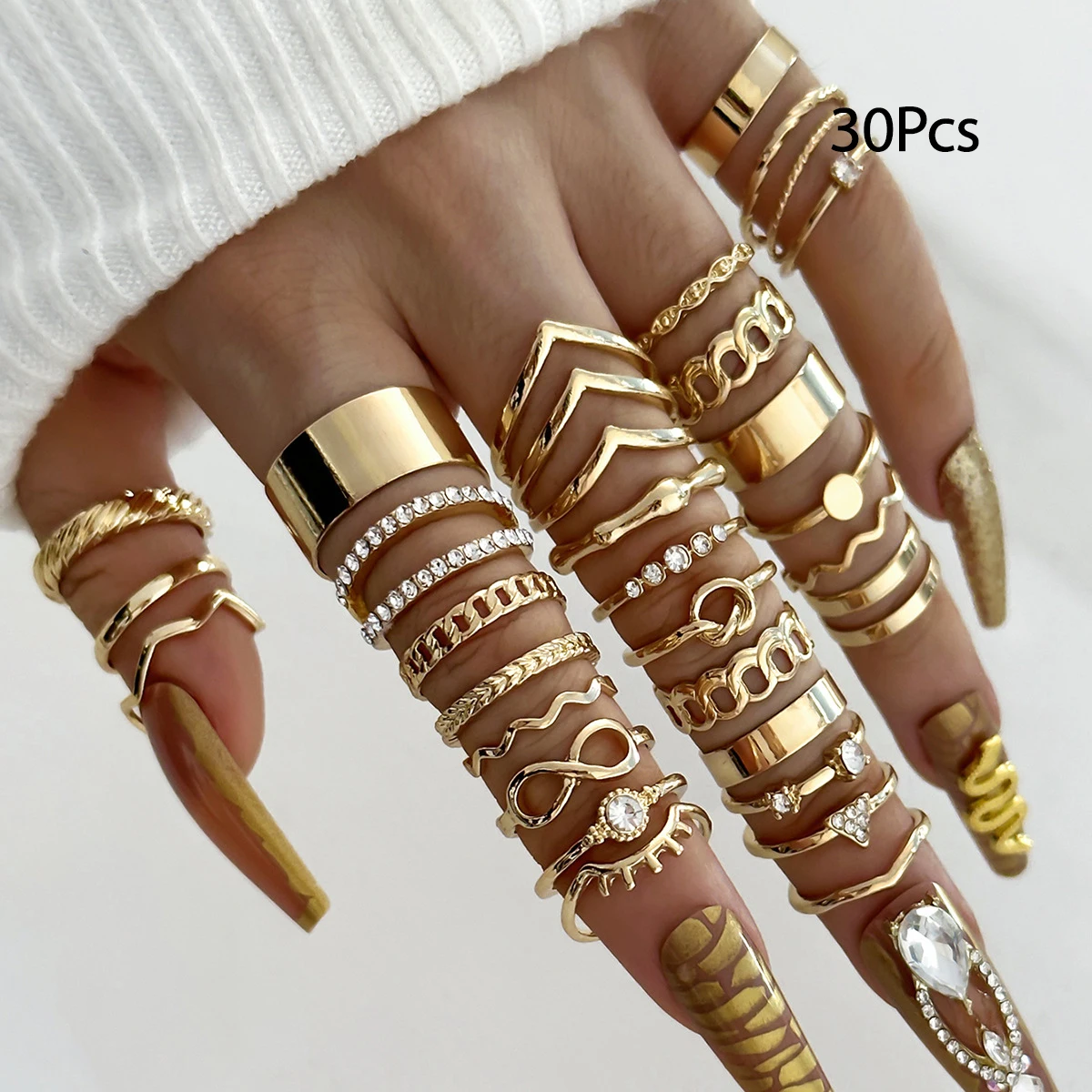 30Pcs Bohemian Geometric Knuckle Rings Set For Women Gold Silver Color Finger Ring Girls Fashion Party Jewelry Accessories - Image 15