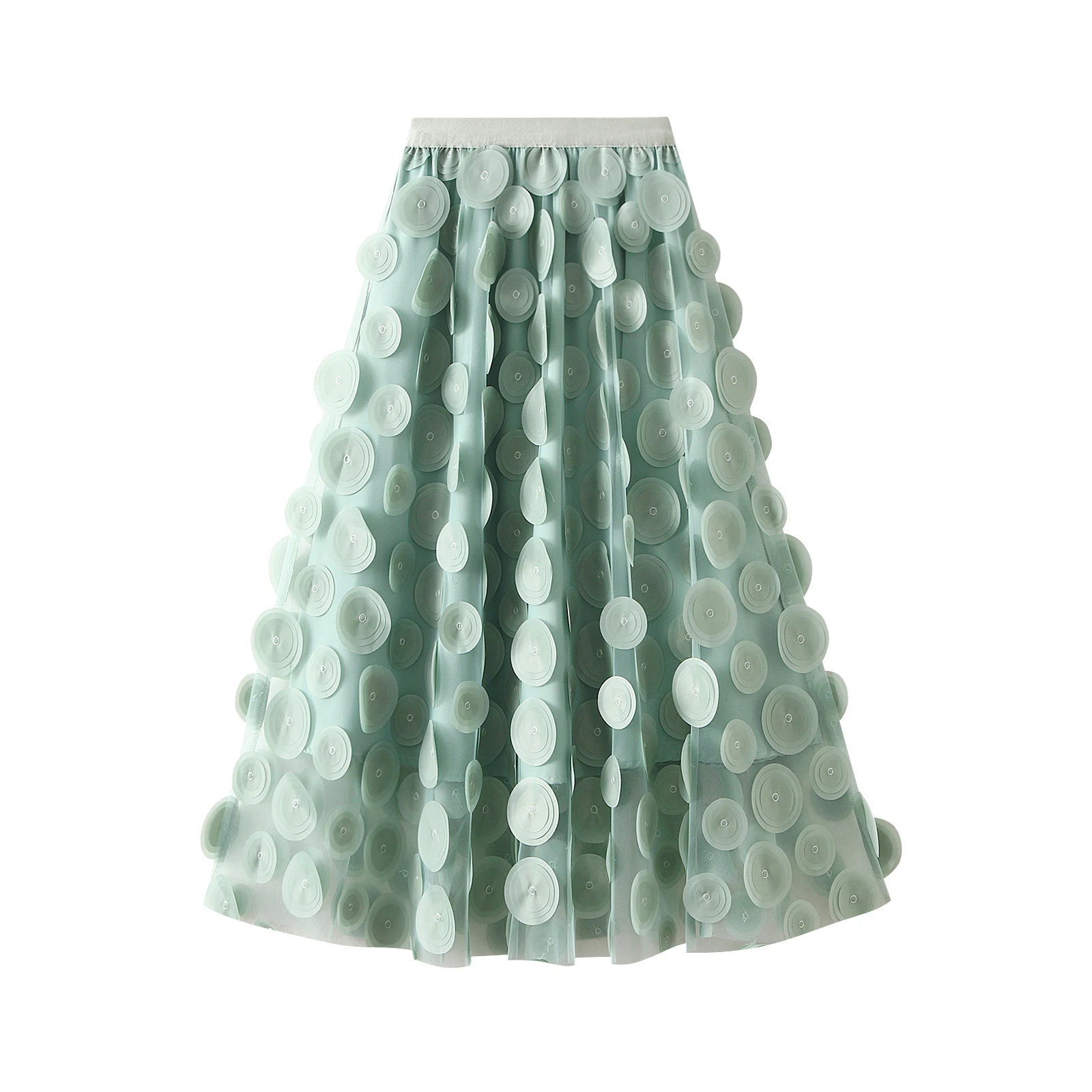 Women Tulle Tutu Skirt Solid Color 3D Dot Elastic Mesh Fairy A-Line Skirt for Beach Party Streetwear - Image 13
