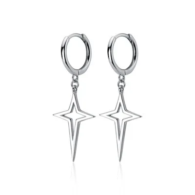 Simple Silver Color Star Earrings for Women Opal Stone Heart Hoop Earrings Punk Y2K Cute Daily Wear Jewelry Party Gifts - Image 11