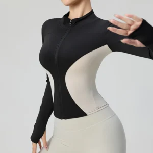 High Quality Workout Fitness Long Sleeve Top with 2 Sides Zipper Finger Hole Mix colours Jacket