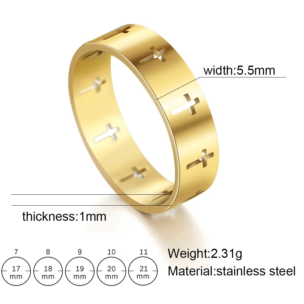 COOLTIME Gothic Cross Couple Rings Stainless Steel Silver Color Jesus Cross Finger Ring for Men Women Punk Jewelry Wedding Gift - Image 12
