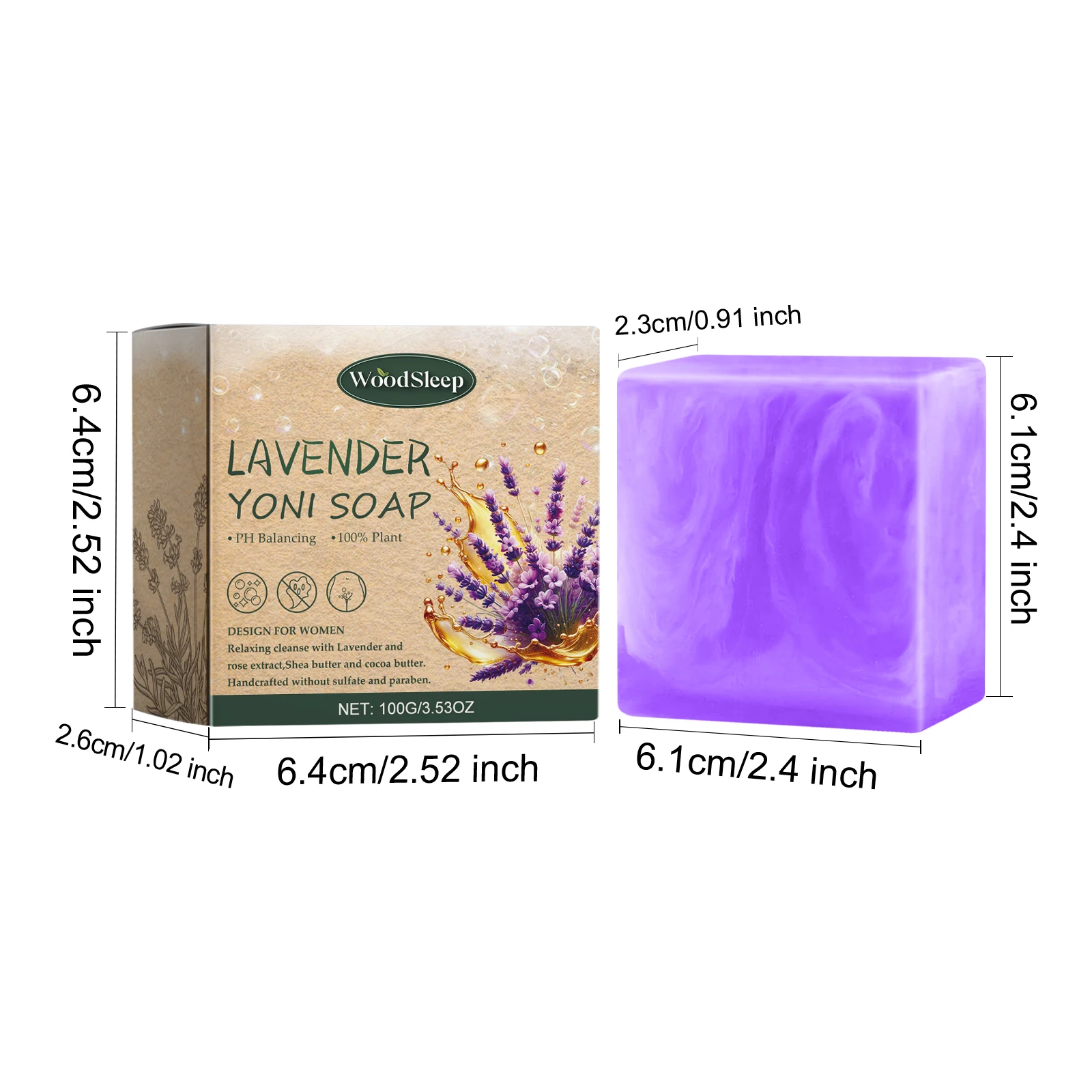 Lavender Yoni Soap Relieves Eliminate Unpleasant Odors Cleansing Moisturizing Oil Control 100g Lavender Flavored Body Care Soap - Image 2