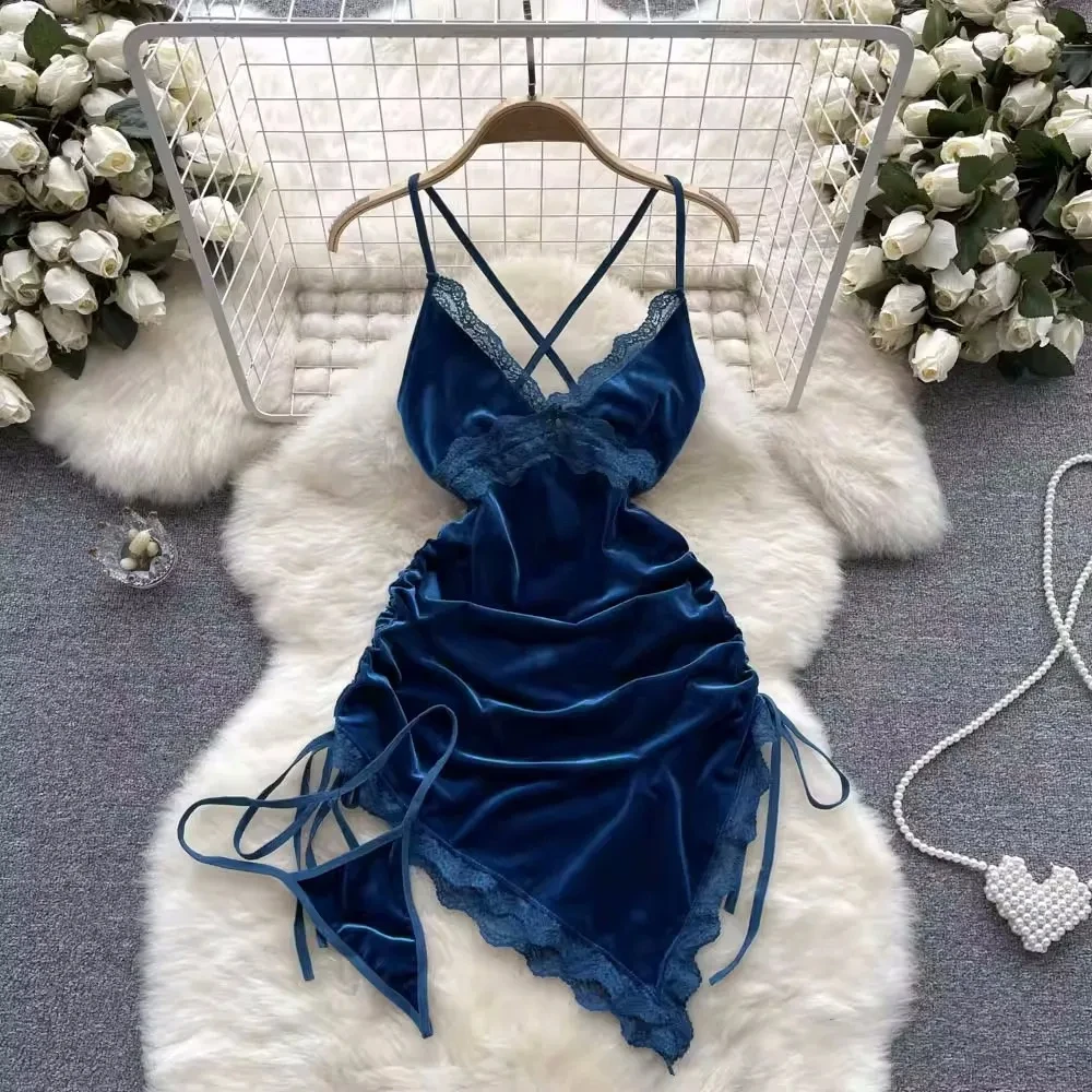 Women' Sexy Lace Camisole Slim Solid Color Sleeveless Bodysuit Erotic Lingerie V-Neck Ultra-Thin Pajamas Hollow Sheer Playsuit - Image 51