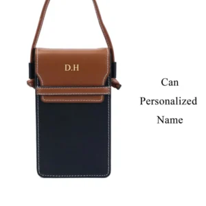 Customized Initials for free genuine leather casual small cell phone bags women mini leather crossbody mobile phone bags
