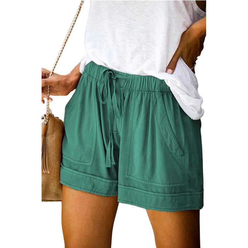 Casual Shorts for Women's 2023 Summer New European and American High Waisted Lace Up Loose Twill Wide Leg Pants - Image 17