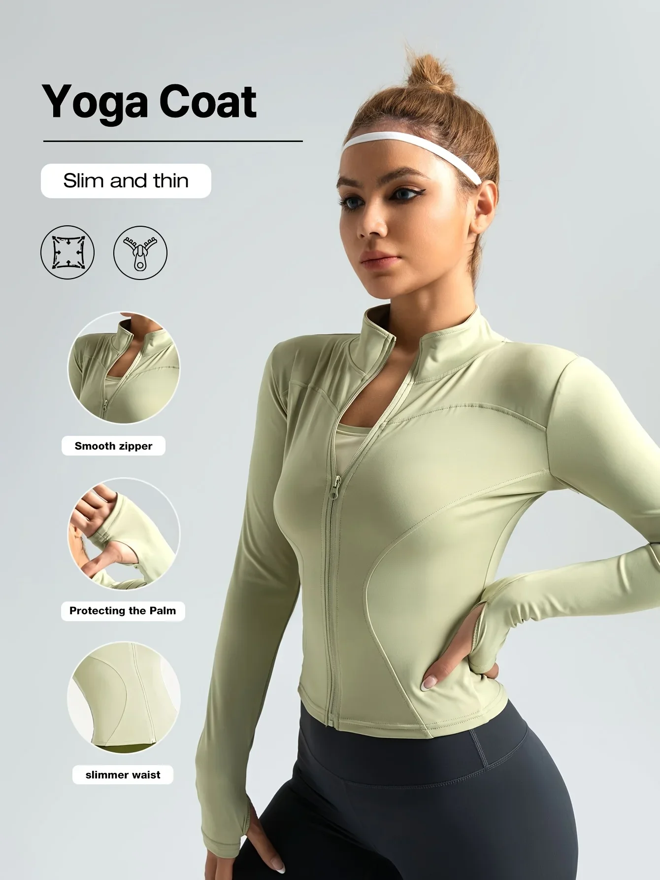 Seamless Sports Outerwear Yoga Coat Cropped Jacket for Gym Running High Waisted Moisture Wicking Workout Top with Coat Women - Image 18