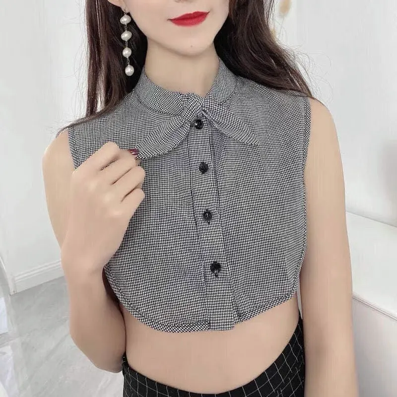 Cotton Fake Collar Classic Tartan Detachable Dickey Collar Half Shirts Blouse False Collar for Women Girls Outfits Accessory - Image 2