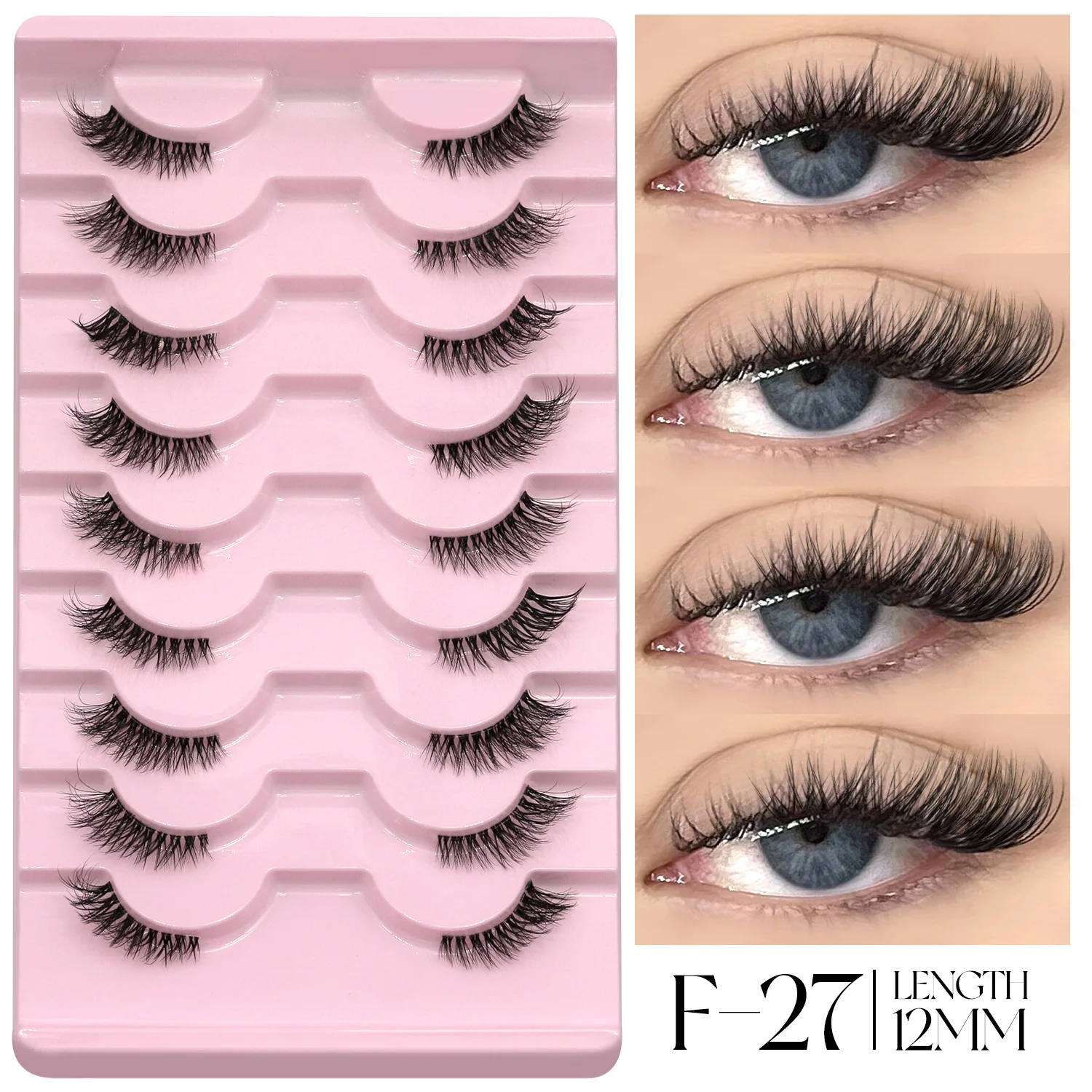 GROINNEYA Half Eyelashes Fluffy Cat Eye Lashes Style Natural Long 3D Faux Mink Lashes Winged End Eye Elongated Eyelash Extension - Image 15