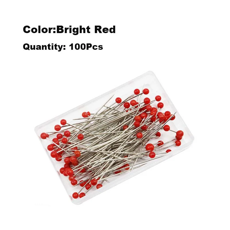 100Pcs/Box 38mm Sewing Pins Glass Ball Multicolor Head Pins Straight Quilting Heads Pins DIY Crafts Sewing Fabric - Image 14