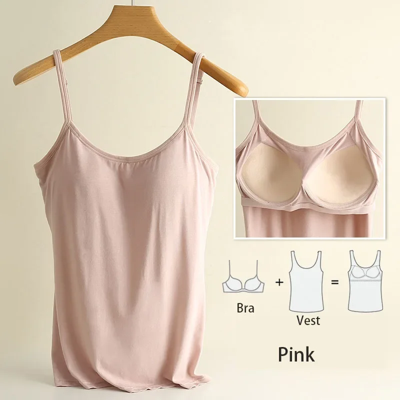 M-3XL For 35-85kg Modal Plus Size Camisole Tank Top With Fixed Cup Women's Chest Padded Outer Wear Bottoming Underwear Wear-Free - Image 7