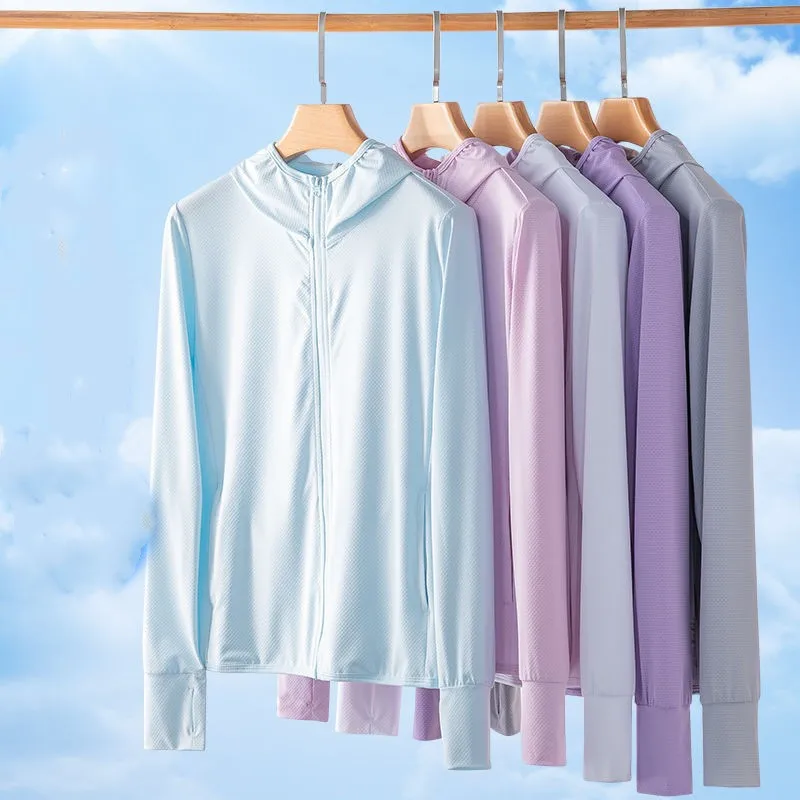 UPF50+ Sun Protection jacket women Ice Silk Hooded Coat for Summer Air Conditioning Clothing Breathable Solid Color - Image 2