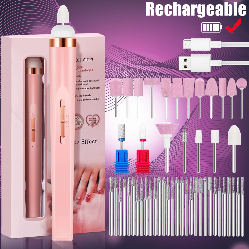 YIKOOLIN 5 in 1 Electric Nail Polish Drill Machine USB Charge Portable Manicure Set Exfoliation and Polishing for Nail Salon - Image 7
