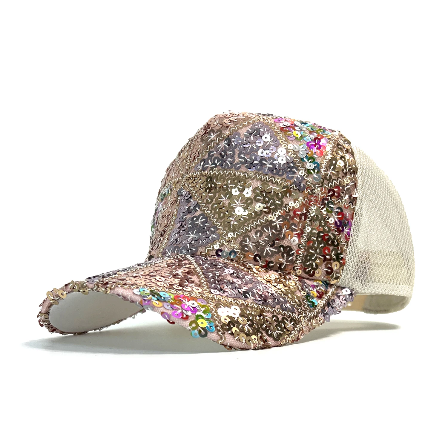 Summer Shiny Sequin Back Mesh Adjustable Cotton Baseball Cap Sun Hat - Image 8