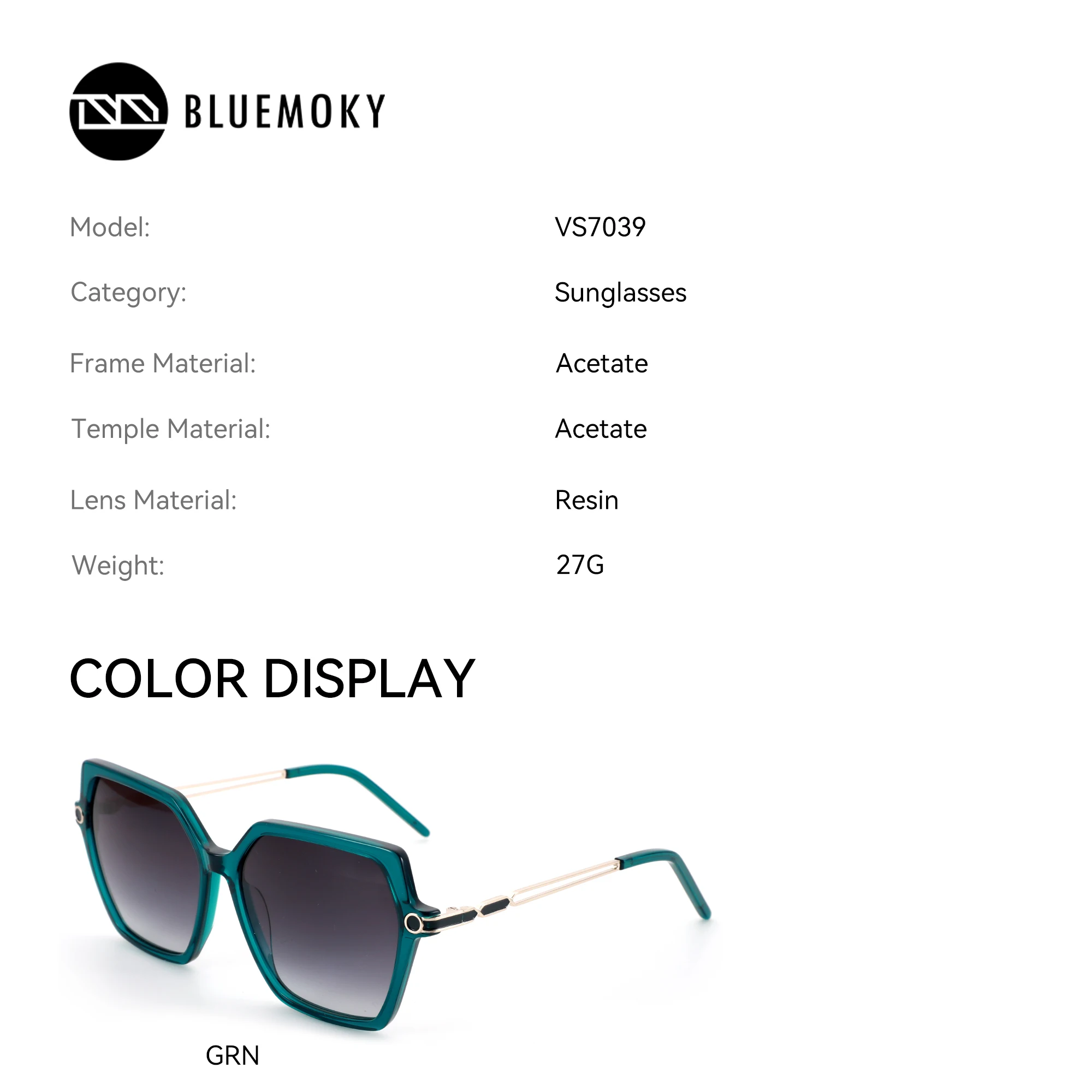 BLUEMOKY (L Size)Popular Acetate Polygon Polarized Prescription Sunglasses For Women UV400 Progressive Optical Sun Glasses - Image 4