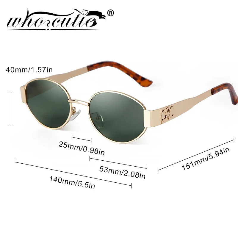 Retro Metal Frame Pilot Oval Sunglasses Women Men Brand Designer Vintage Round Sun Glasses Luxury 90s Green Lens Shades Male UV - Image 5