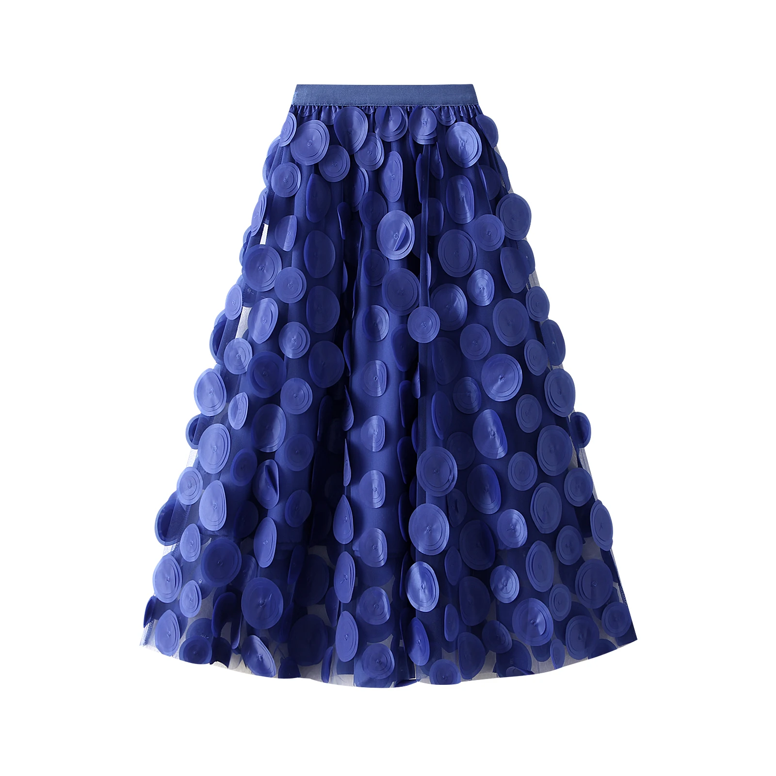 Women Tulle Tutu Skirt Solid Color 3D Dot Elastic Mesh Fairy A-Line Skirt for Beach Party Streetwear - Image 11