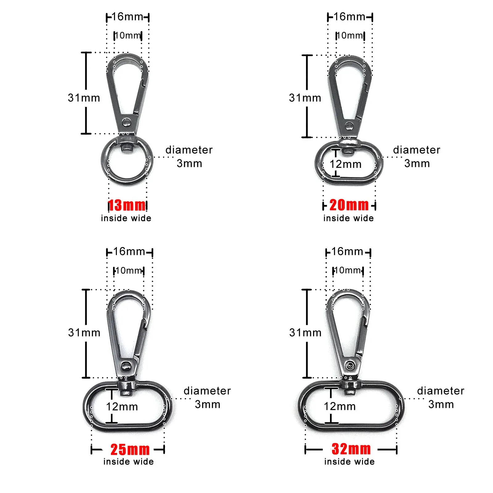 5pcs Swivel Lobster Leather Bag Handbag Purse Shoulder Strap Belt Clasp Clip Trigger Buckle Key Ring Dog Chain Collar Snap Hook - Image 6