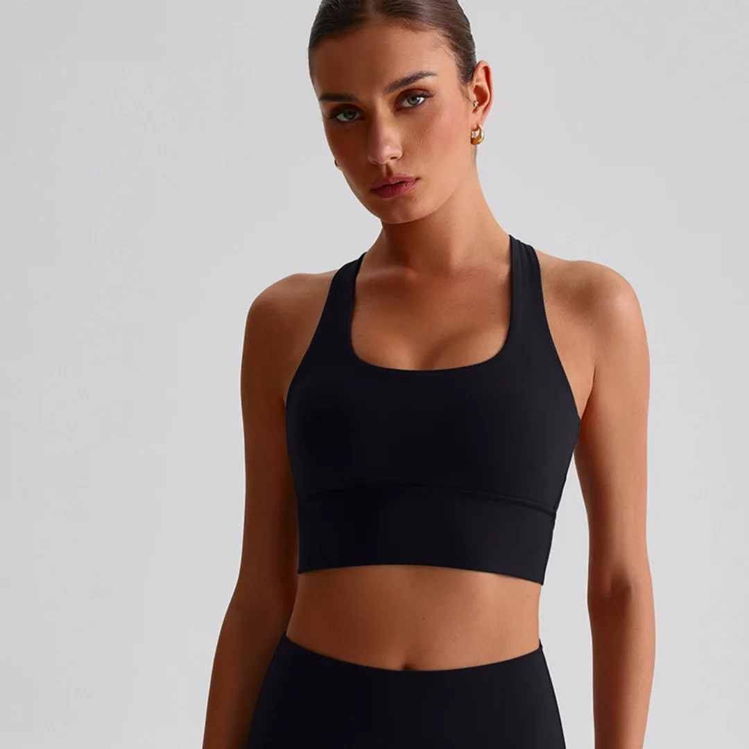 Solid Color Soft Tight Gym Yoga Underwear high strength shockproof Women Cross Back Fitness Bra Sport Top Comprehensive Butter - Image 2