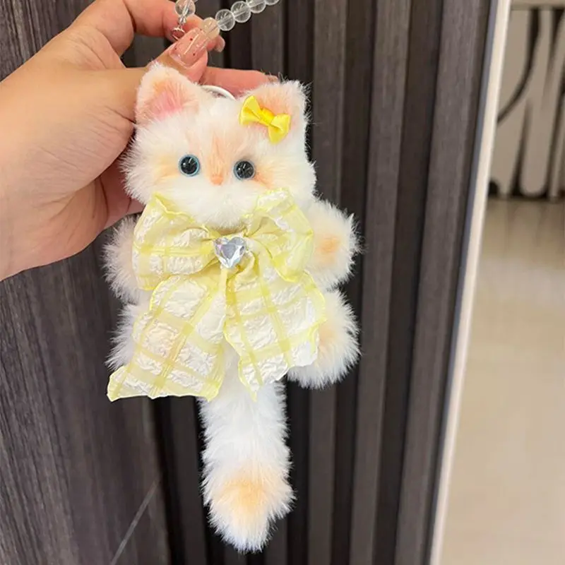 Cute Black Cat Keychain Kawaii Simulated Kitten Bag Charms Backpack Pendant Handmade DIY Cat Key Chain For Cat Lovers брелок - Image 4