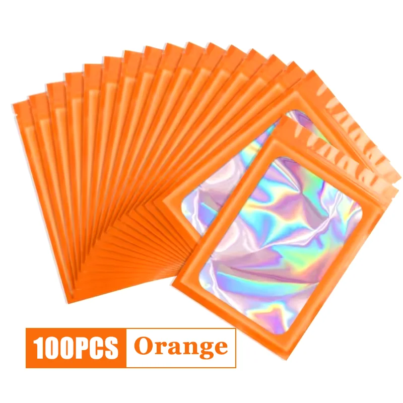 100Pcs Holographic Ziplock Bags Plastic Laser Iridescent Zip Bags for Manicure Eyelash Display Earrings Ring Jewelry Storage Bag - Image 10