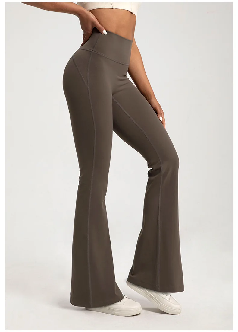 Naked High Waisted Waist Cinching Hip Lifting Fitness Exercise Elastic Bell Bottom Pants Women Casual Outdoor Running Yoga Pants - Image 3