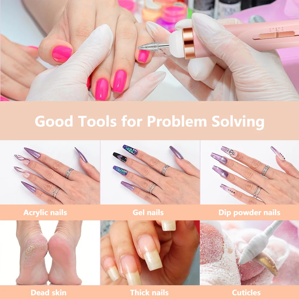 YIKOOLIN Nail Buff Portable Kit Electronic Nail File and Full Manicure and Pedicure Tool Professional Nail Drill - Image 6