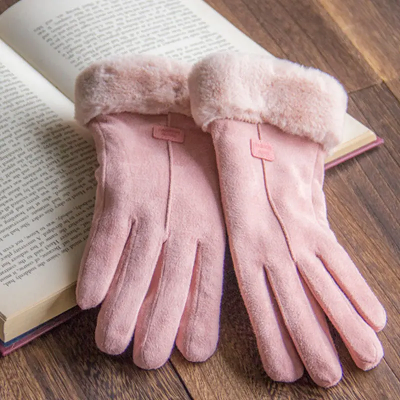 New Fashion Gloves Autumn Winter Cute Furry Warm Mitts Full Finger Mittens Women Outdoor Sport Female Gloves Screen - Image 4
